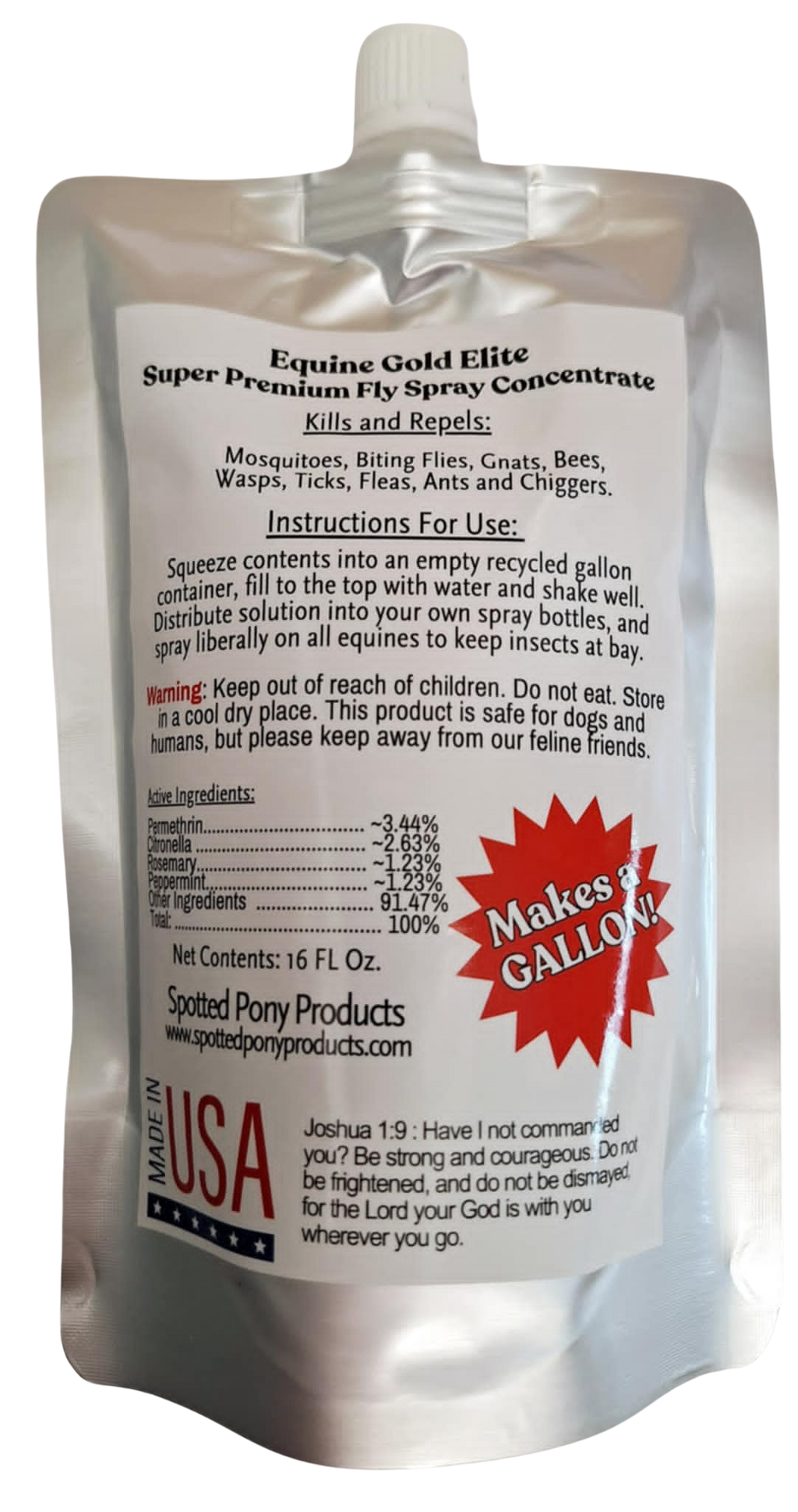 Equine Gold Elite Fly Spray Concentrate - 16 oz. Squeeze Pouch