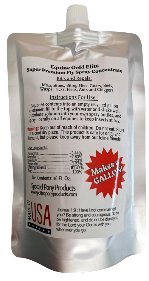 Equine Gold Elite Fly Spray Concentrate - 16 oz. Squeeze Pouch
